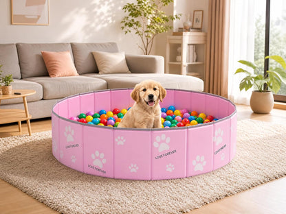 47in Extra Large Dog Ball Pit – Foldable Pet Playpen Ball Pool for Large Dogs, Puppies and Cats, Indoor Outdoor Playpen (Balls Not Included) (Pink)