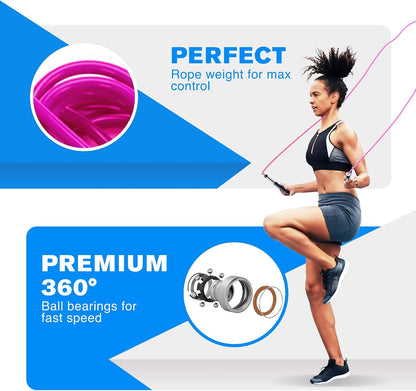Freestyle Boxing Jump Rope with Long Handles for better control, adjustable to any height, Freestyling, Double Unders, Crossovers, HIIT and More
