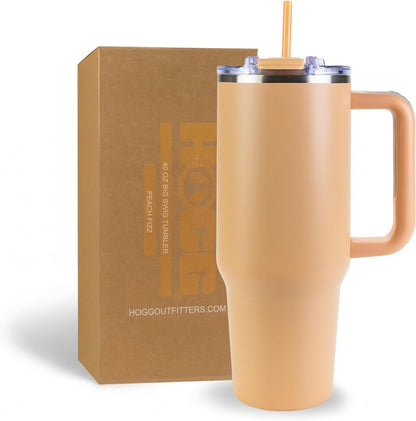 Hogg Big Swig 40oz Tumbler with Handle and Straw - Peach Fizz, 40 oz Tumbler, Insulated Cup with Handle, 40oz Water Bottle with Straw, Thermal Cups, Leak Proof Lid, Travel Mugs, Stainless Steel
