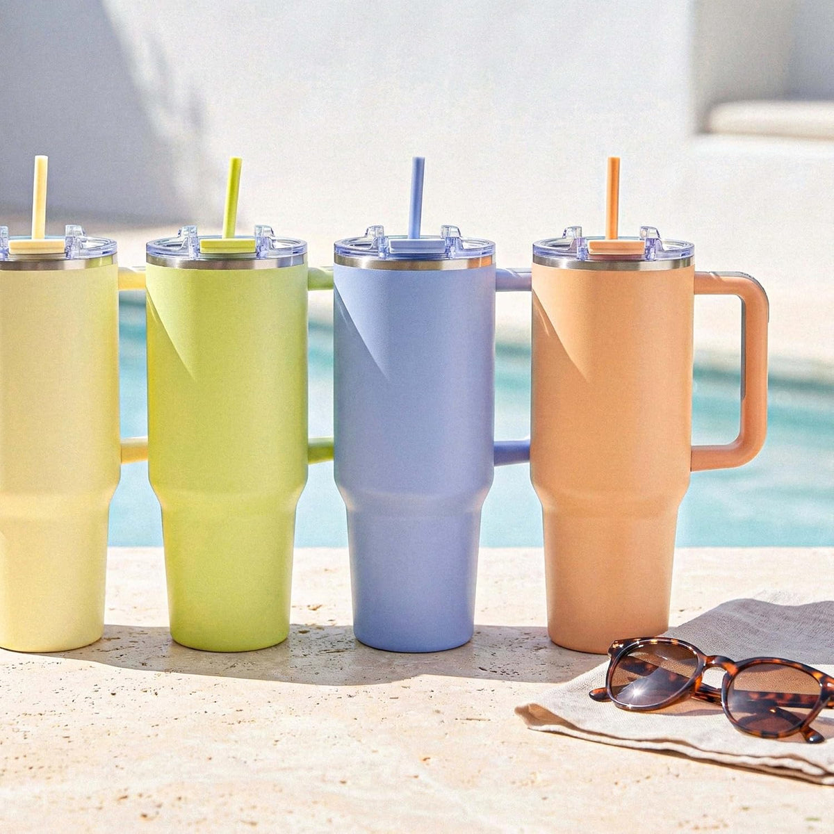 Hogg Big Swig 40oz Tumbler with Handle and Straw - Peach Fizz, 40 oz Tumbler, Insulated Cup with Handle, 40oz Water Bottle with Straw, Thermal Cups, Leak Proof Lid, Travel Mugs, Stainless Steel