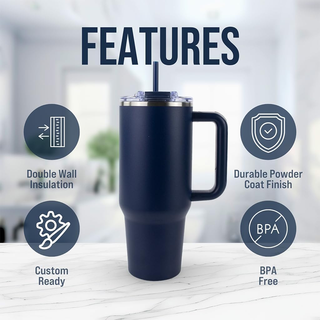 Hogg Big Swig 40oz Tumbler with Handle and Straw - Peach Fizz, 40 oz Tumbler, Insulated Cup with Handle, 40oz Water Bottle with Straw, Thermal Cups, Leak Proof Lid, Travel Mugs, Stainless Steel