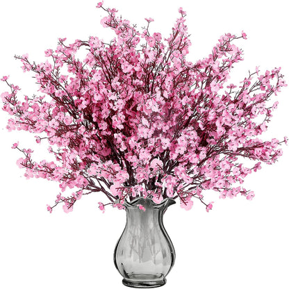 15 Pcs Babys Breath Artificial Flowers Gypsophila Bouquets Bulk Real Touch Fake Silk Flowers for Home Wedding DIY Floral Arrangement Kitchen Table Centerpiece Festival Decoration (Pink)