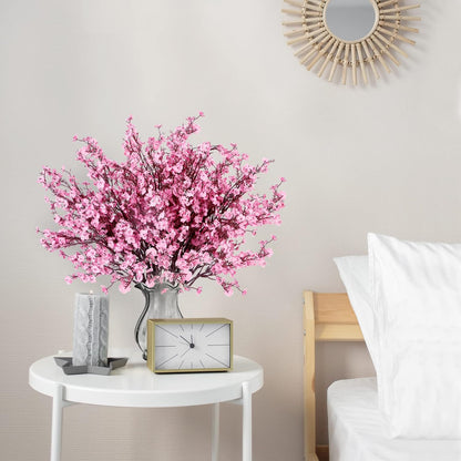 15 Pcs Babys Breath Artificial Flowers Gypsophila Bouquets Bulk Real Touch Fake Silk Flowers for Home Wedding DIY Floral Arrangement Kitchen Table Centerpiece Festival Decoration (Pink)