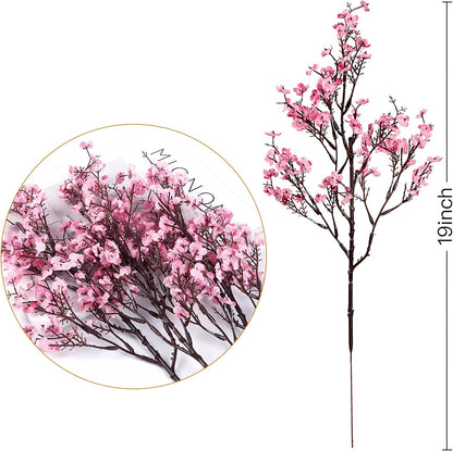 15 Pcs Babys Breath Artificial Flowers Gypsophila Bouquets Bulk Real Touch Fake Silk Flowers for Home Wedding DIY Floral Arrangement Kitchen Table Centerpiece Festival Decoration (Pink)