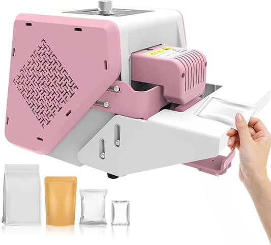 Home Sealing Machine, Automatic Plastic Bag Sealer, 0-200℃ Digital Temperature Control/0-5M/Min Sealing Speed/0-10Mm Sealing Thickness, for PVC Bags Films, Foil Bag, Food Packaging,Pink