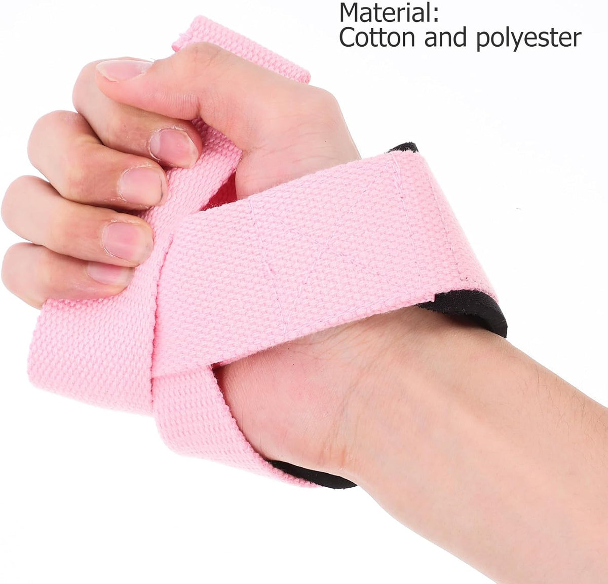 2pcs Women’s Weightlifting Wrist Straps Pink Anti-slip Wrist Support Grip Strap for Deadlift Training Fitness Workout
