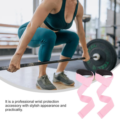 2pcs Women’s Weightlifting Wrist Straps Pink Anti-slip Wrist Support Grip Strap for Deadlift Training Fitness Workout