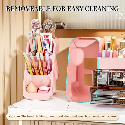 MSHOMLEY Makeup Organizer for Vanity Bathroom Countertop, Pink