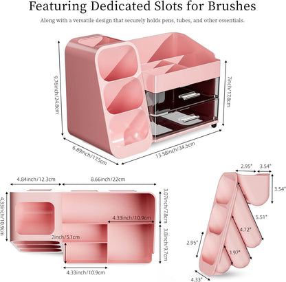 MSHOMLEY Makeup Organizer for Vanity Bathroom Countertop, Pink