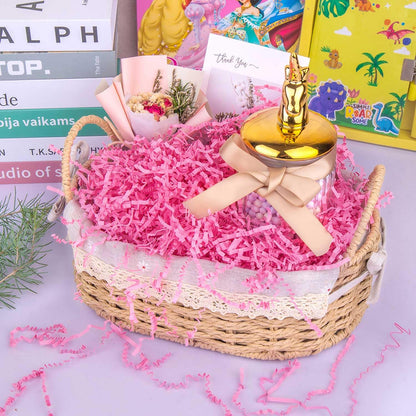 1/2 LB Crinkle Cut Paper Shredded Filler Paper for Gift Baskets Gift Box Confetti Shreds Decoration Stuffing for Birthday, Weddings, Anniversaries, Christmas Wrapping Pink