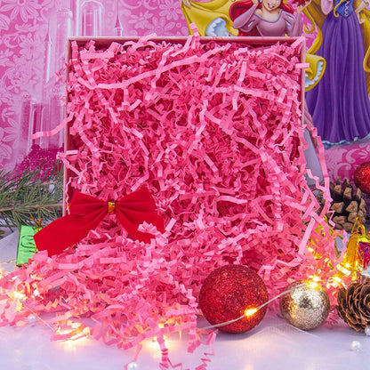 1/2 LB Crinkle Cut Paper Shredded Filler Paper for Gift Baskets Gift Box Confetti Shreds Decoration Stuffing for Birthday, Weddings, Anniversaries, Christmas Wrapping Pink