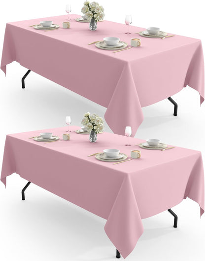 Polyester Tablecloth 60" x 102" Reusable Washable 2 Pack Pink