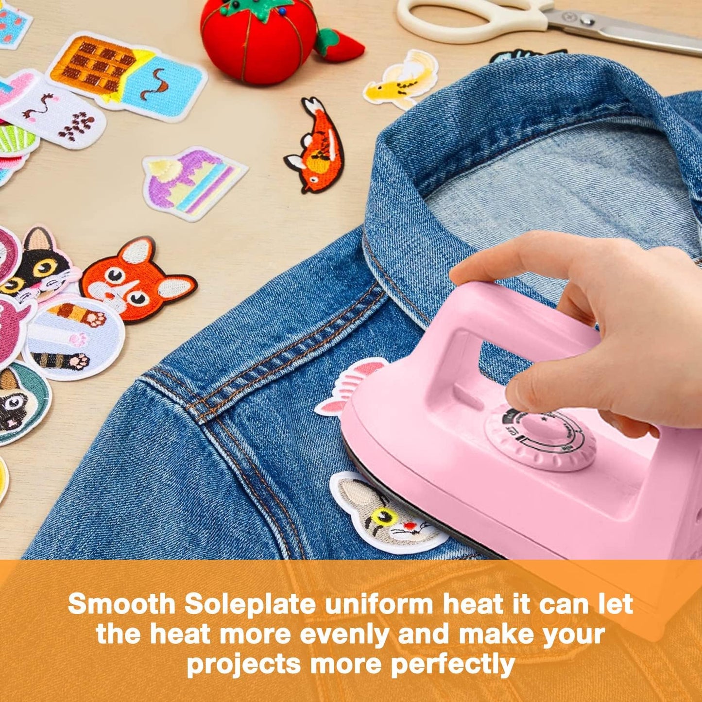 Mini Iron for Crafts Quilting, Travel Iron Household Iron Easy Iron Supplies Mini Electric Iron, Mini Heat Press Machine Sewing Sachine (Pink)