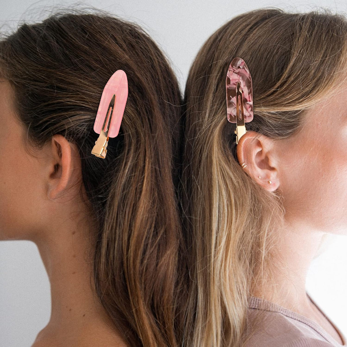 Magicsky 10PCS Creaseless No Bend Bang Resin Hair Clips For Women - Pink
