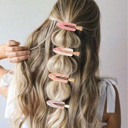 Magicsky 10PCS Creaseless No Bend Bang Resin Hair Clips For Women - Pink
