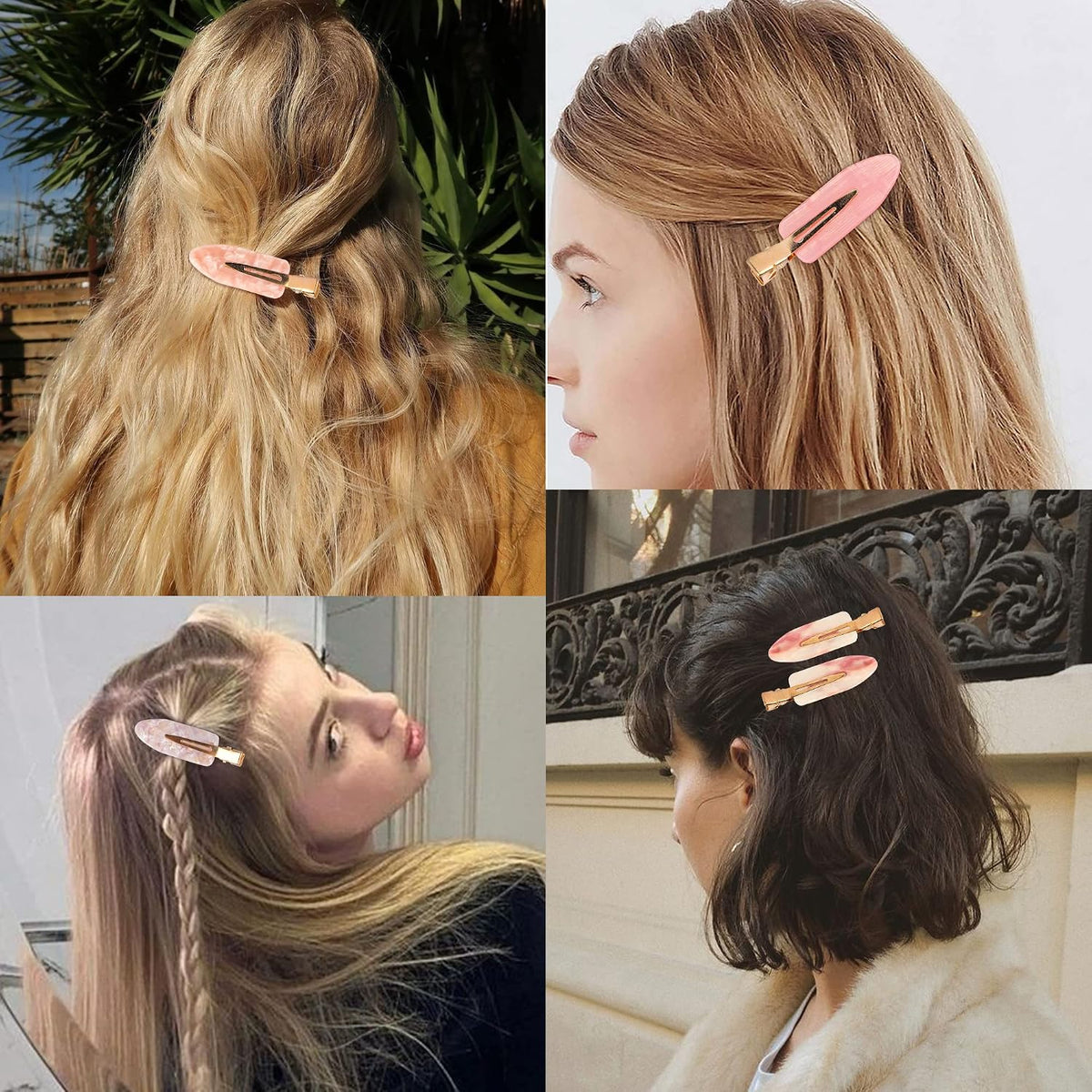 Magicsky 10PCS Creaseless No Bend Bang Resin Hair Clips For Women - Pink