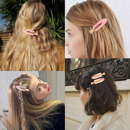 Magicsky 10PCS Creaseless No Bend Bang Resin Hair Clips For Women - Pink