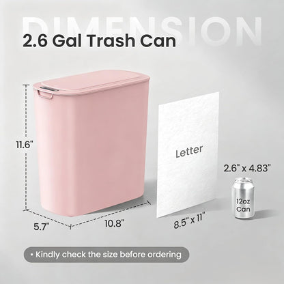 Automatic Small Bathroom Trash Can with Lid, 2.6 Gallon, Pink