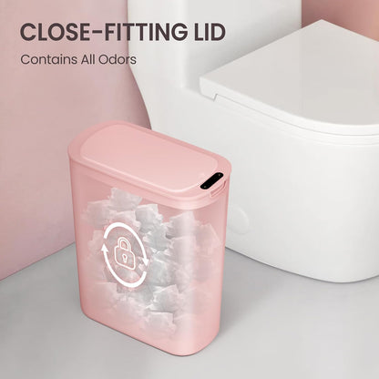 Automatic Small Bathroom Trash Can with Lid, 2.6 Gallon, Pink