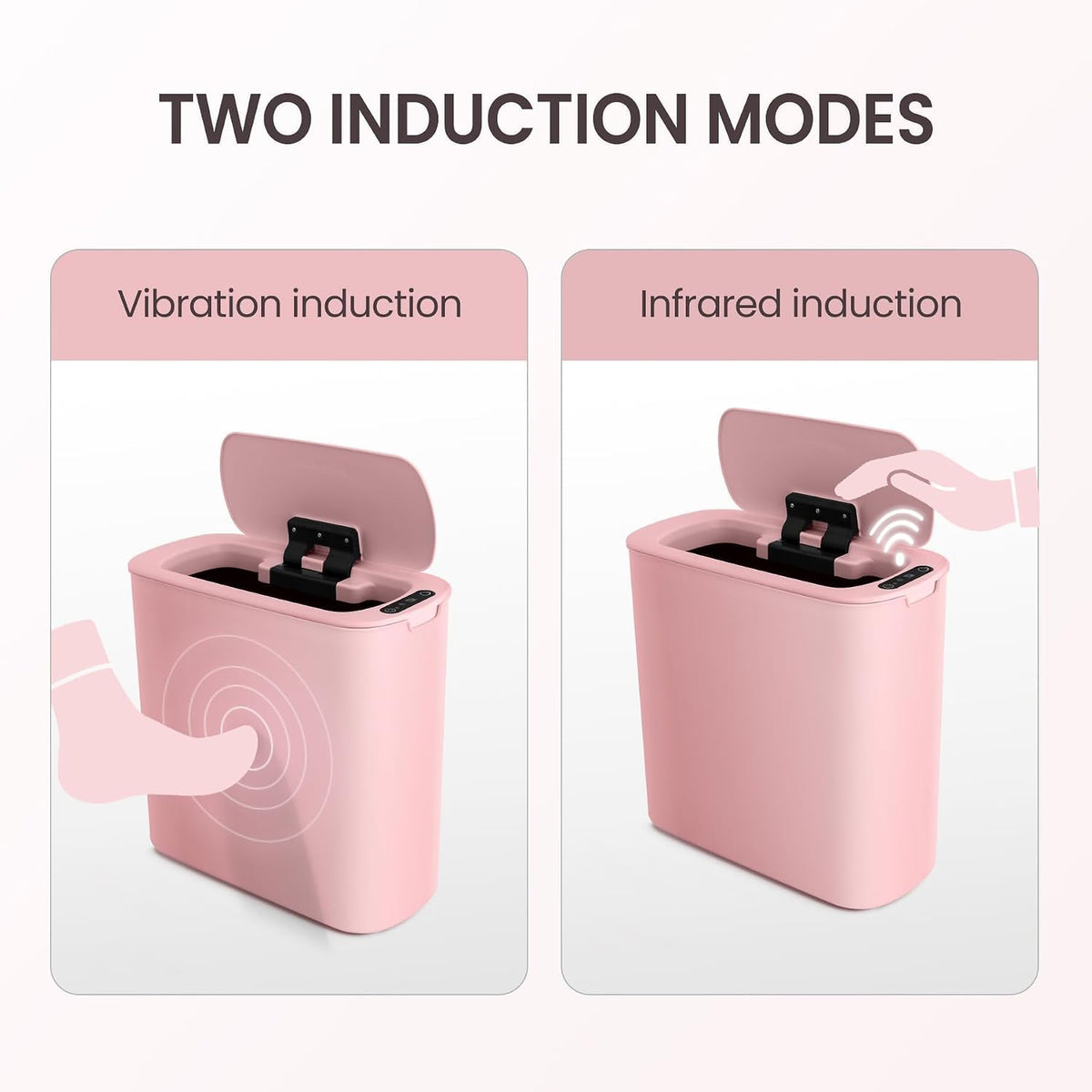Automatic Small Bathroom Trash Can with Lid, 2.6 Gallon, Pink