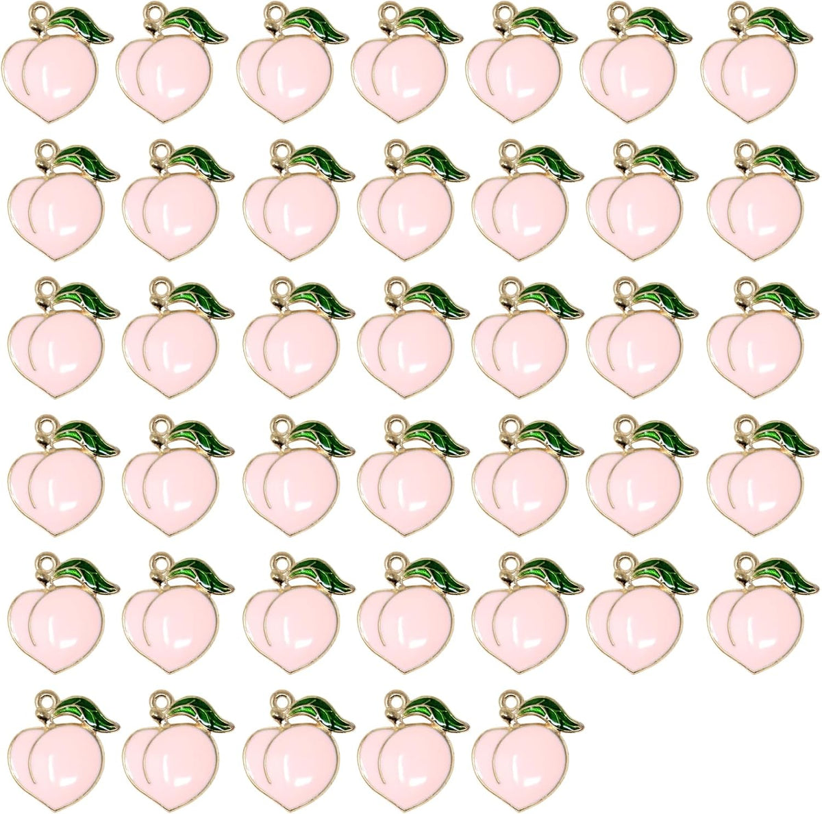 40PCS Enamel Alloy Charms: Dainty Pink Peach Pendants for Jewelry Making