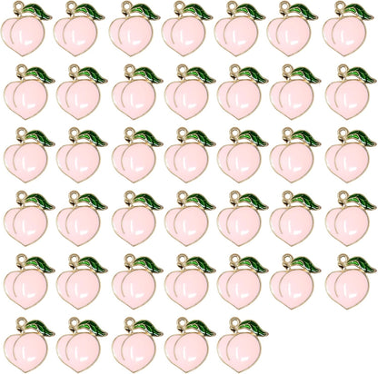 40PCS Enamel Alloy Charms: Dainty Pink Peach Pendants for Jewelry Making