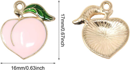 40PCS Enamel Alloy Charms: Dainty Pink Peach Pendants for Jewelry Making