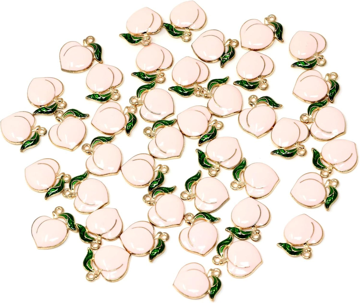40PCS Enamel Alloy Charms: Dainty Pink Peach Pendants for Jewelry Making