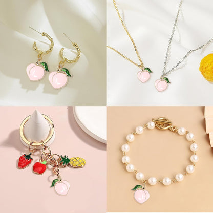 40PCS Enamel Alloy Charms: Dainty Pink Peach Pendants for Jewelry Making