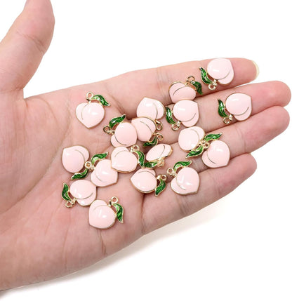 40PCS Enamel Alloy Charms: Dainty Pink Peach Pendants for Jewelry Making