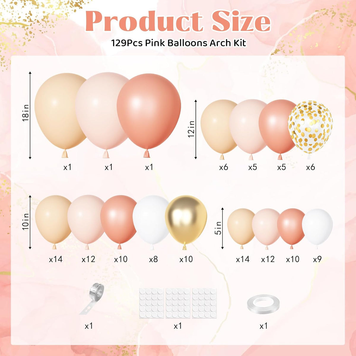 Blush Balloons Arch Garland Kit 18 12 10 5 Inch