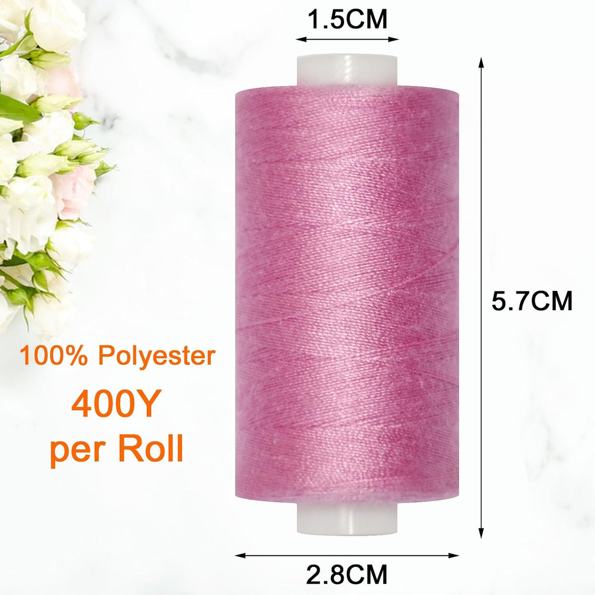 All Purpose Sewing Thread-2 Spools of Hand Polyester Sewing Thread for Sewing Machine for Hand and Machine Sewing(Light Cyclamen Pink, 2 spools)
