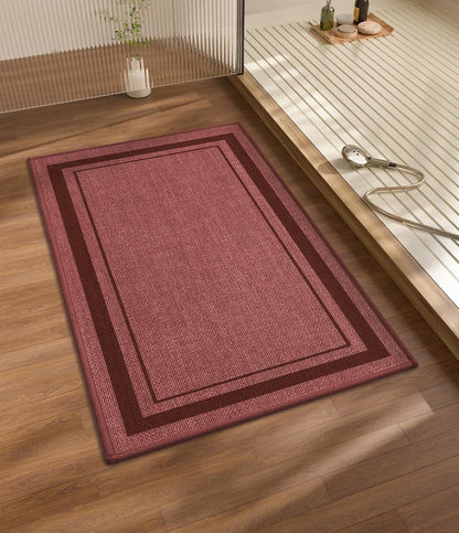 Bathroom Rugs Mat 32x17, Ultra Thin Non Slip Bath Mat Quick Dry Absorbent Bath Mat for Bathroom, (Dark Pink, 32"x17")