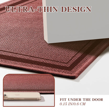 Bathroom Rugs Mat 32x17, Ultra Thin Non Slip Bath Mat Quick Dry Absorbent Bath Mat for Bathroom, (Dark Pink, 32"x17")