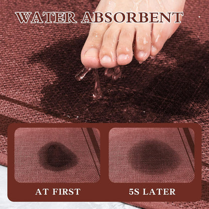 Bathroom Rugs Mat 32x17, Ultra Thin Non Slip Bath Mat Quick Dry Absorbent Bath Mat for Bathroom, (Dark Pink, 32"x17")