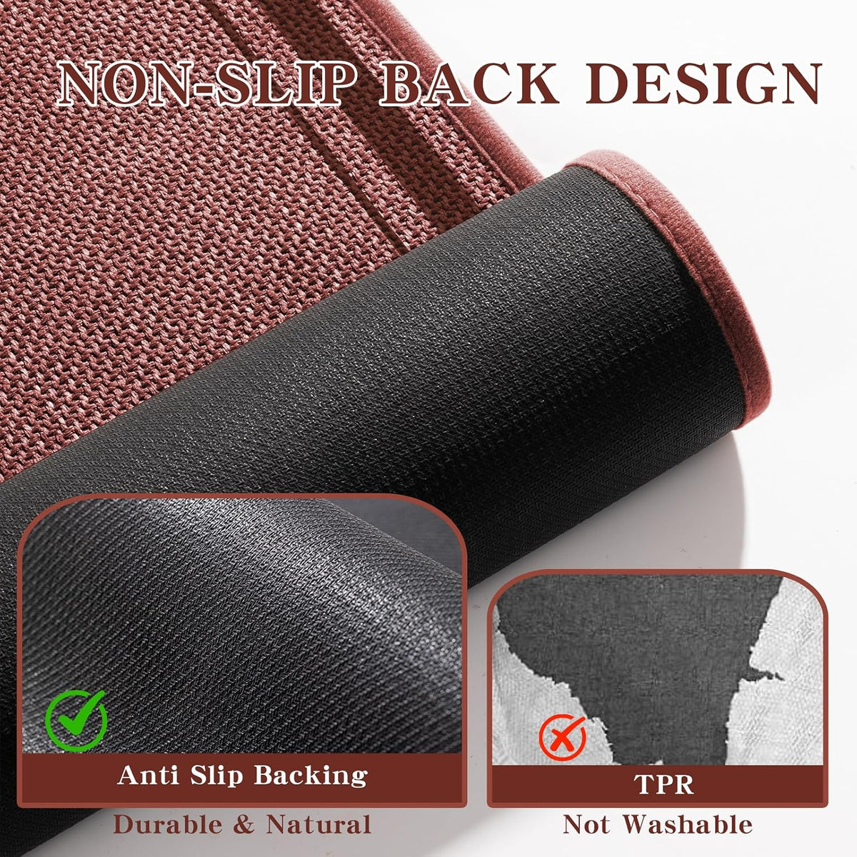 Bathroom Rugs Mat 32x17, Ultra Thin Non Slip Bath Mat Quick Dry Absorbent Bath Mat for Bathroom, (Dark Pink, 32"x17")