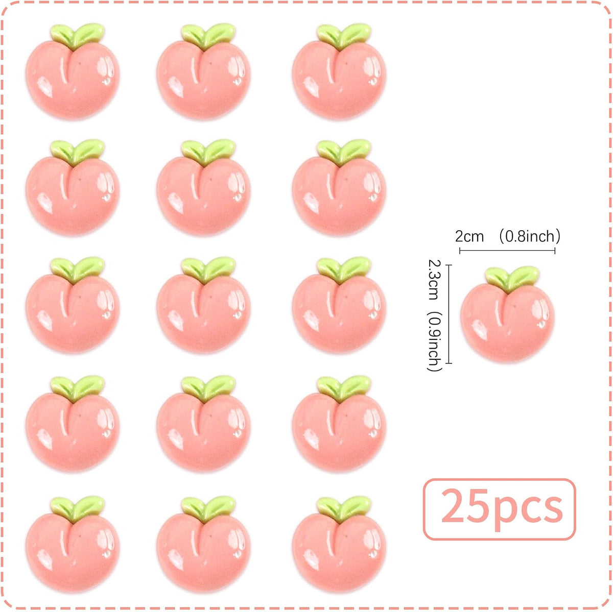 25Pcs Resin Peach Cupcake Toppers 2D Pink Peachs Cupcake Picks Peachs Table Decorations for Baby Shower Boys Girls Peach Fruit Birthday Bridal Shower Wedding Fruit Party Decorations