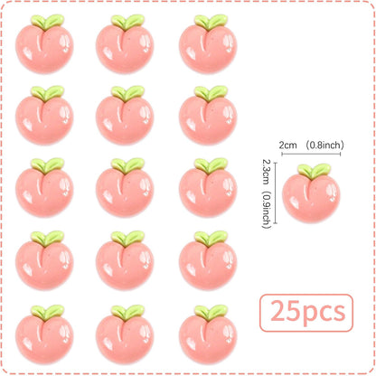 25Pcs Resin Peach Cupcake Toppers 2D Pink Peachs Cupcake Picks Peachs Table Decorations for Baby Shower Boys Girls Peach Fruit Birthday Bridal Shower Wedding Fruit Party Decorations