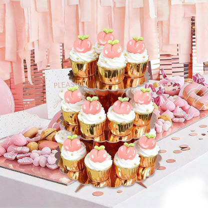 25Pcs Resin Peach Cupcake Toppers 2D Pink Peachs Cupcake Picks Peachs Table Decorations for Baby Shower Boys Girls Peach Fruit Birthday Bridal Shower Wedding Fruit Party Decorations