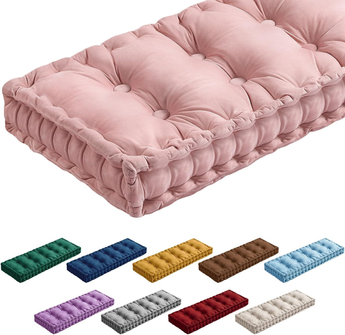 Velvet Bench Cushion for Indoor Furniture, Pink, 42x16 in