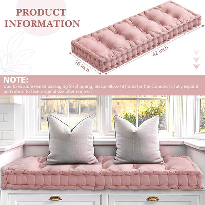 Velvet Bench Cushion for Indoor Furniture, Pink, 42x16 in