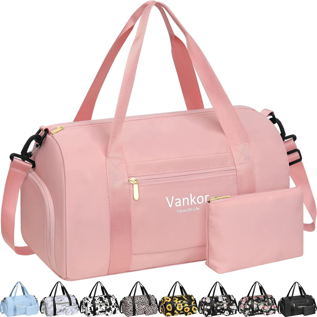 Gym Bag for Women, 17.5 inch Sports Duffle Bag with Shoe Compartment