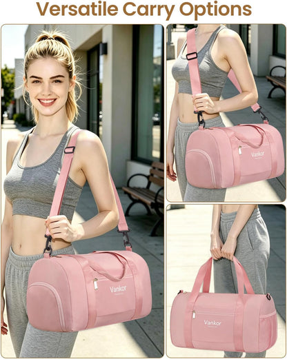 Gym Bag for Women, 17.5 inch Sports Duffle Bag with Shoe Compartment