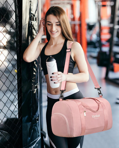 Gym Bag for Women, 17.5 inch Sports Duffle Bag with Shoe Compartment