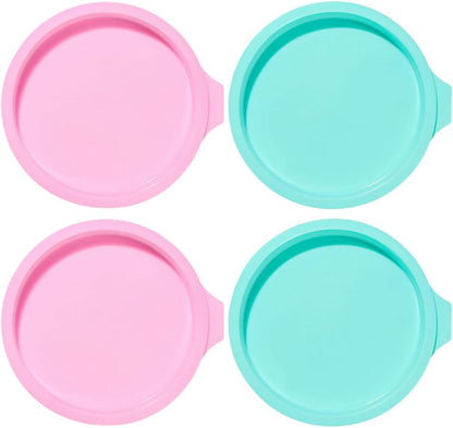 4pcs 6-inch round Silicone Cake Pans Rainbow Mold Set Non-stick Green and Light Pink Bakeware for Home Baking and Cake Decorating