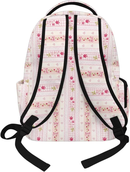 Axolotl Paw Print School Backpack for Girls Large Capacity Bookbag with Anti Theft Pocket Lighweight Schoolbag Travel Daypack for Kids Teens Preschool Students, Pink