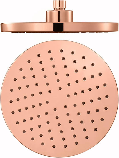 Rain Shower Head, High Pressure Waterfall Showerhead with Adjustable Angle and Anti-Clogging Silicone Nozzles, Luxury Bathroom Overhead Shower,Round Rose Gold
