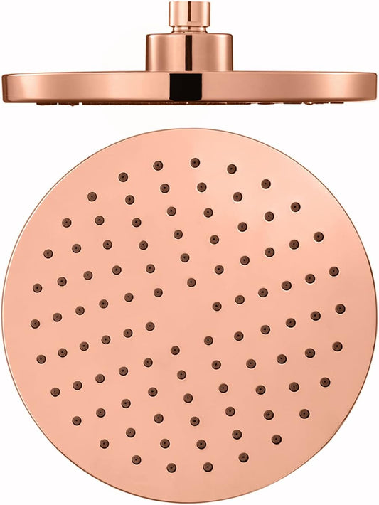 Rain Shower Head, High Pressure Waterfall Showerhead with Adjustable Angle and Anti-Clogging Silicone Nozzles, Luxury Bathroom Overhead Shower,Round Rose Gold