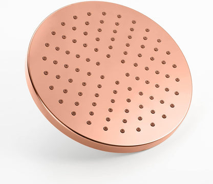 Rain Shower Head, High Pressure Waterfall Showerhead with Adjustable Angle and Anti-Clogging Silicone Nozzles, Luxury Bathroom Overhead Shower,Round Rose Gold