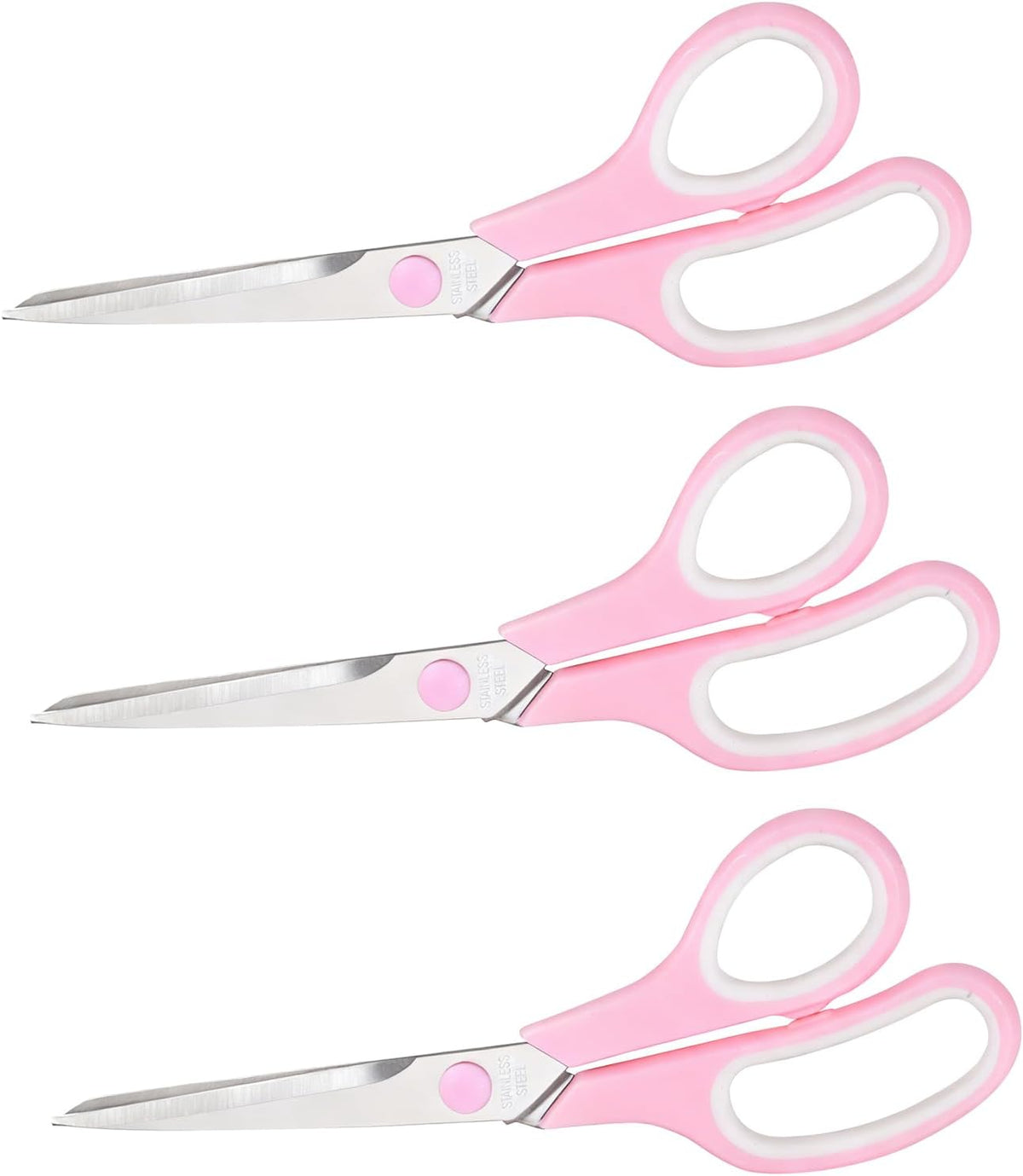 Pink Scissors, 7.5" All Purpose Scissor for Office and Home (3 Pack)